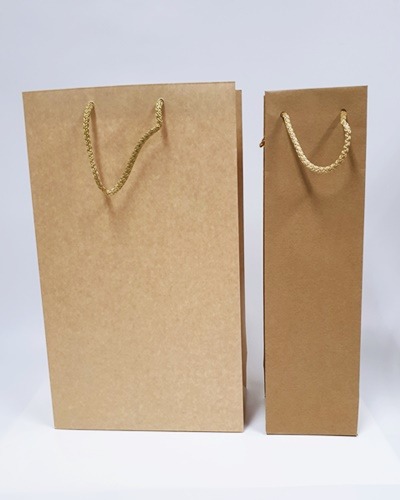 와인 끈 손잡이 종이 쇼핑백 봉투 (크라프트)2가지 사이즈 ( 1입 / 2입 )[100장 단위]