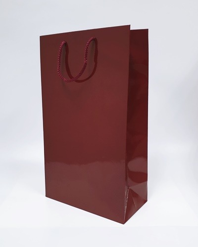 와인2입 무광 끈 손잡이 종이 쇼핑백 봉투(코팅 자주)24cm x 12cm x 41cm[100장 단위]