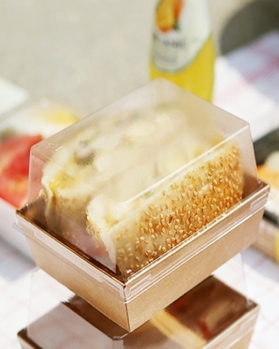 샌드 직사각 소 (크라프트)샌드위치 샐러드 떡 빵 포장용 상자 박스상자/뚜껑 세트상품[50개 단위]
