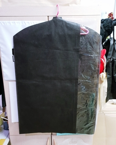 투명 창 부직포 의류 커버 (블랙)슈트 자켓 드레스 코트 상의용 옷커버2가지 사이즈[50매/500매 단위]