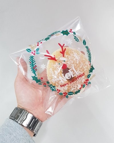 크리스마스 OPP 접착 비닐 (루돌프5종)초콜릿 쿠키 제과 빵 포장용 봉투5가지 사이즈[50매 단위]