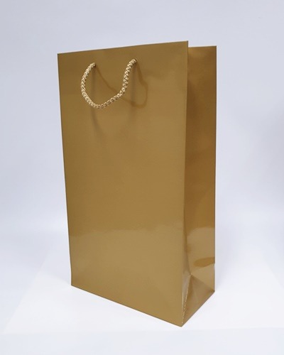 와인2입 무광 끈 손잡이 종이 쇼핑백 봉투(코팅 골드)24cm x 12cm x 41cm[100장 단위]